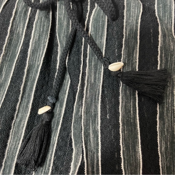 BECCA Crochet Striped Pants Beach Cover-Up Open sides Black & Gray Size S/P - Picture 13 of 16